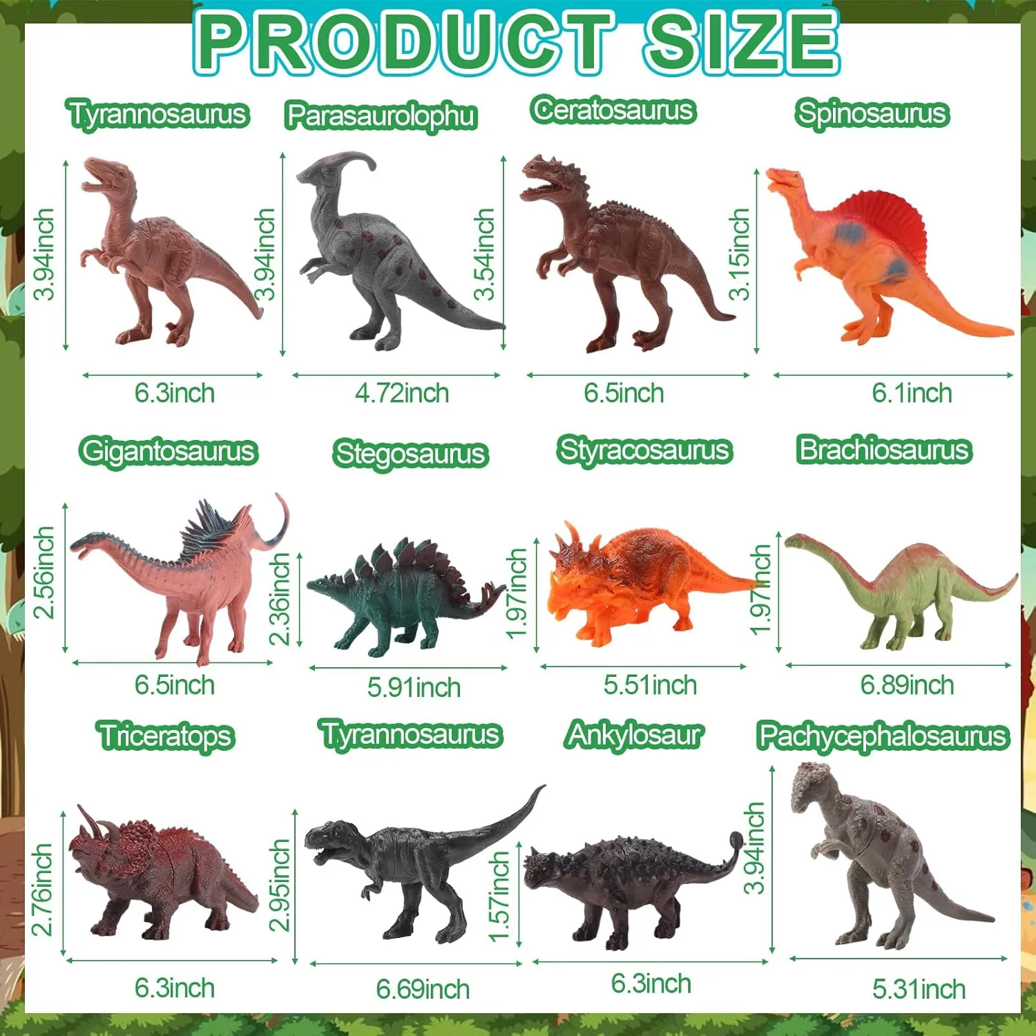 44 PC Dinosaur Birthday Party Decorations Cake Toppers Party Cake Topper Include 12 Dinosaur Figures 16 Hats with 16 Pom Poms