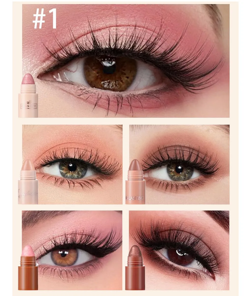 5-in-1 Matte Eyeshadow Cream stick,Eyeshadow Pen High Light Bare Makeup Lying Silkworm Pen Pearl Natural Long Lasting Waterproof 5 Colors Eye Shadow (Set #1)