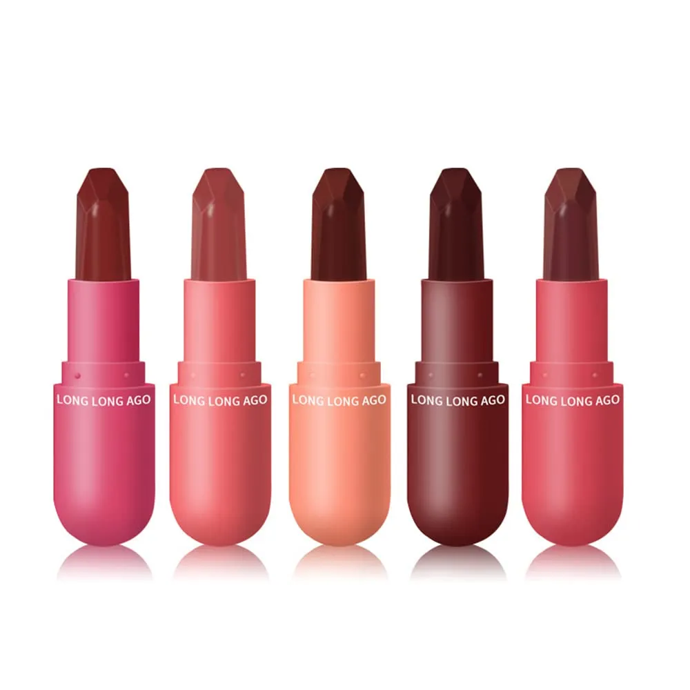 5 Pcs Matte Liquid Lipstick Set, Cute Capsule Matte Ink Waterproof Long Lasting Non-Stick Cup Kiss-proof Nude Lip Gloss Beauty Lips Makeup Set
