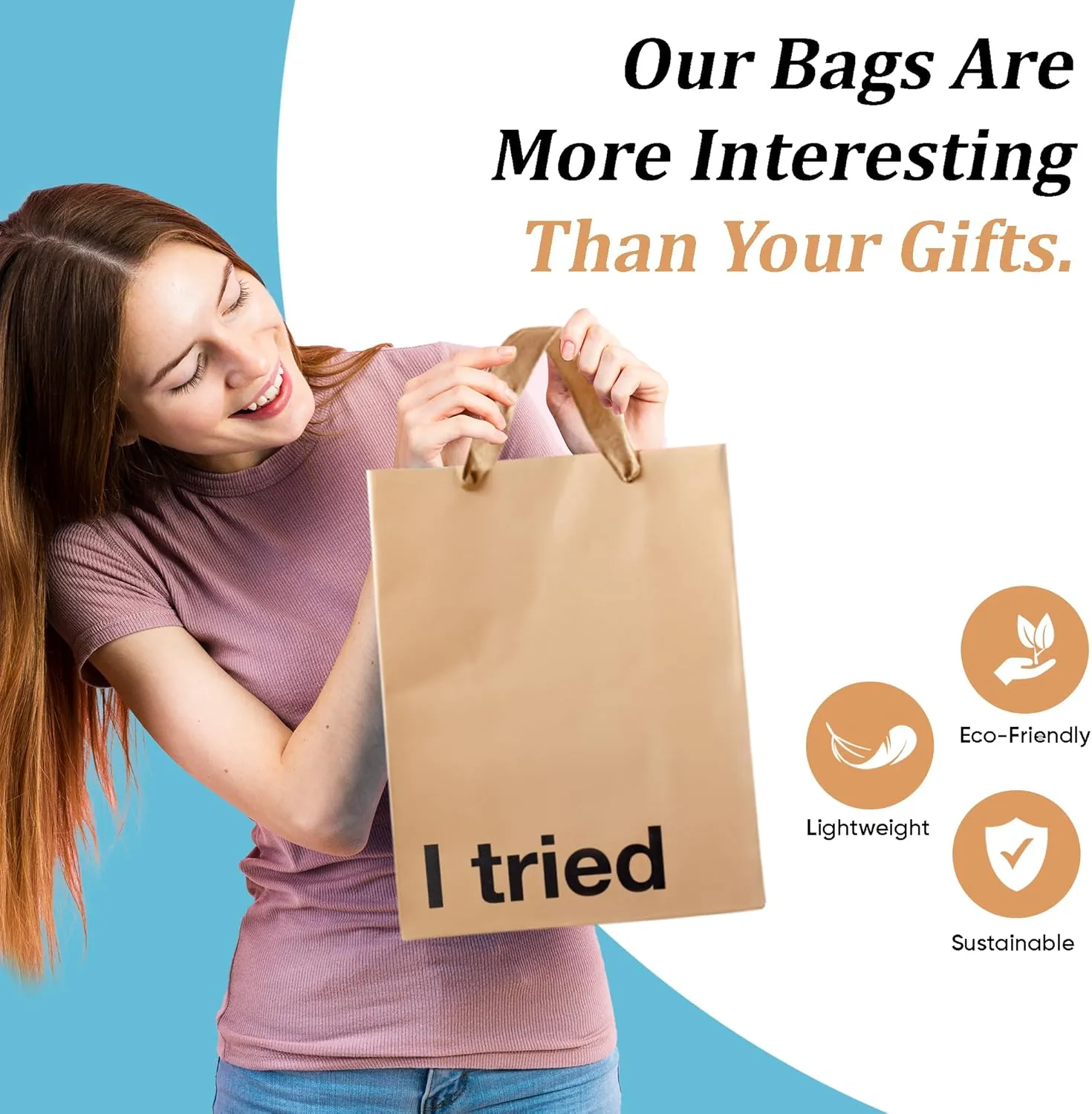 5-Piece Funny Snarky Gift Bags Set - Medium-Sized Kraft Bags with Handles, Eco-Friendly, Perfect for Birthdays, Holidays, Office Parties, White Elephant; Suitable for Men, Women, Teens, Adults