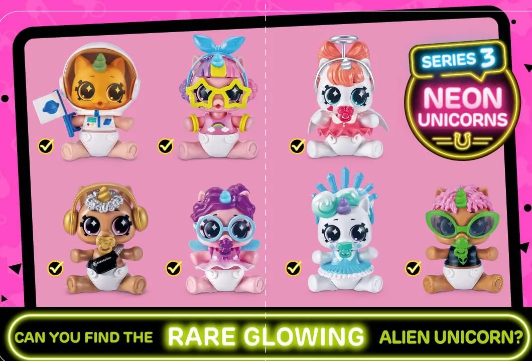 5 Surprise Unicorn Squad Series 6 Newborn Unicorn Glow Squard (2 Pack) by ZURU, Amazon Exclusive Mystery Collectible Toys, Mini Glow in The Dark, Collectable Capsule