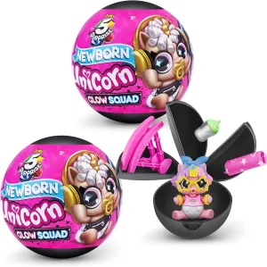 5 Surprise Unicorn Squad Series 6 Newborn Unicorn Glow Squard (2 Pack) by ZURU, Amazon Exclusive Mystery Collectible Toys, Mini Glow in The Dark, Collectable Capsule
