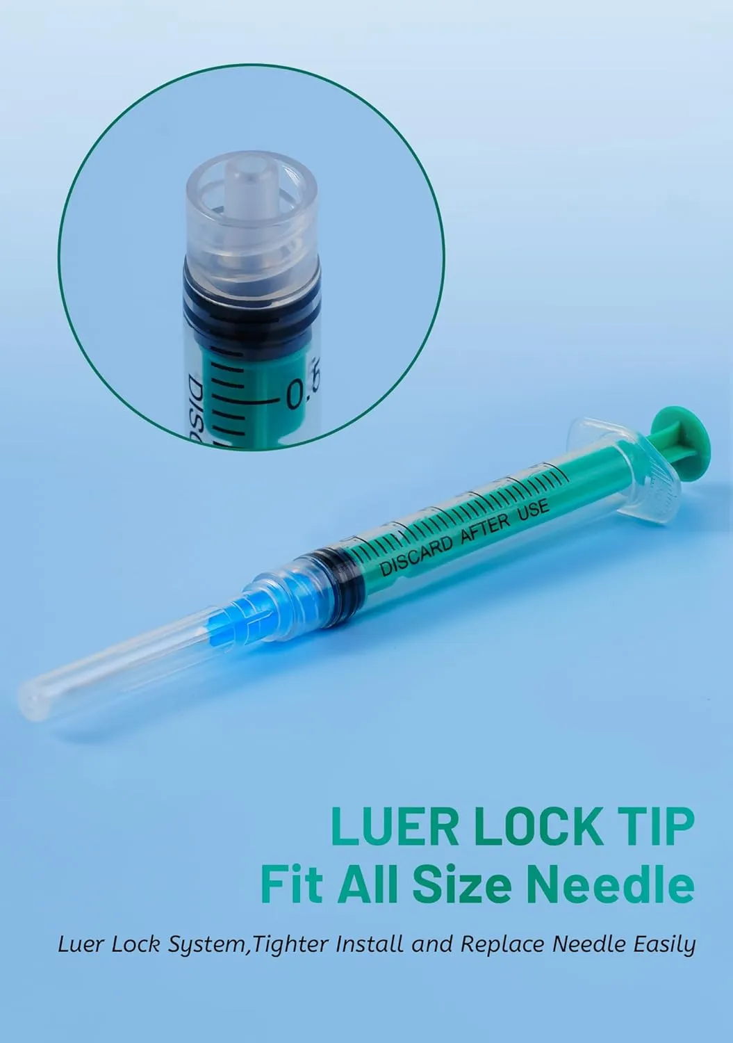 50 Pack 3ml Disposable Syringes with 23Ga 1-Inch, Luer Lock Design, Individually Wrapped for Lab, Scientific, and Industrial Use