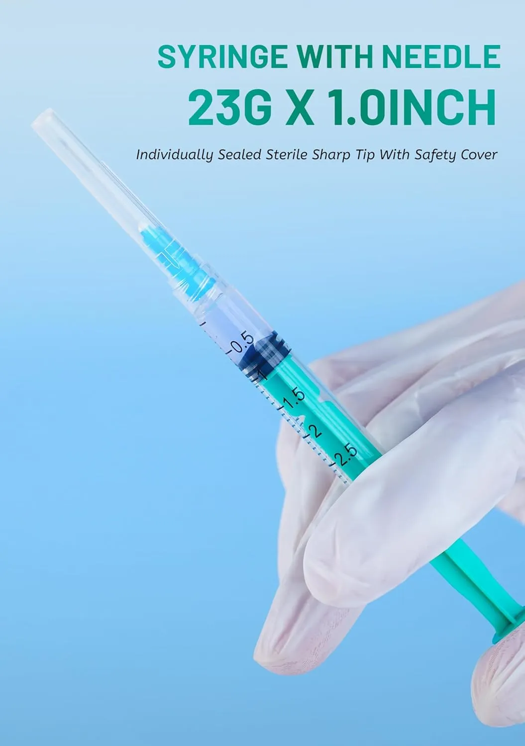 50 Pack 3ml Disposable Syringes with 23Ga 1-Inch, Luer Lock Design, Individually Wrapped for Lab, Scientific, and Industrial Use