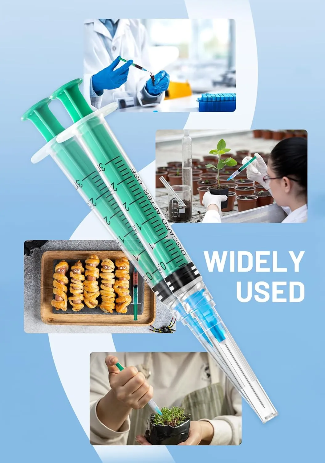 50 Pack 3ml Disposable Syringes with 23Ga 1-Inch, Luer Lock Design, Individually Wrapped for Lab, Scientific, and Industrial Use