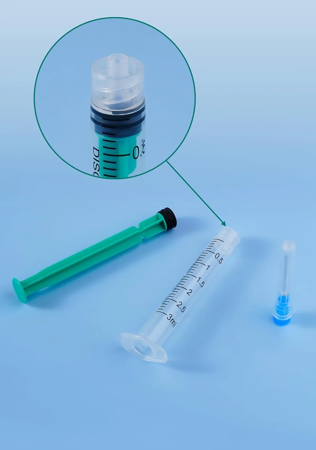 50 Pack 3ml Disposable Syringes with 23Ga 1-Inch, Luer Lock Design, Individually Wrapped for Lab, Scientific, and Industrial Use