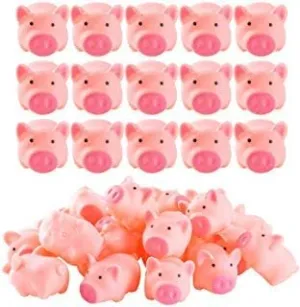 50 Pieces Mini Rubber Pigs Bulk Baby Bath Toy Pink Tiny Piggies Squeaky Pig Toys for Shower Birthday Party Gift Decoration