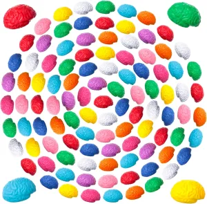 60 Pcs Brain Stress Ball Bulk Mini Brain Shaped Toy PU Hand Muscle Exercise Pressure Ball for Teens Adults Improving Grip Strength Object Recognition Prop Mold Halloween Party Favors Gift