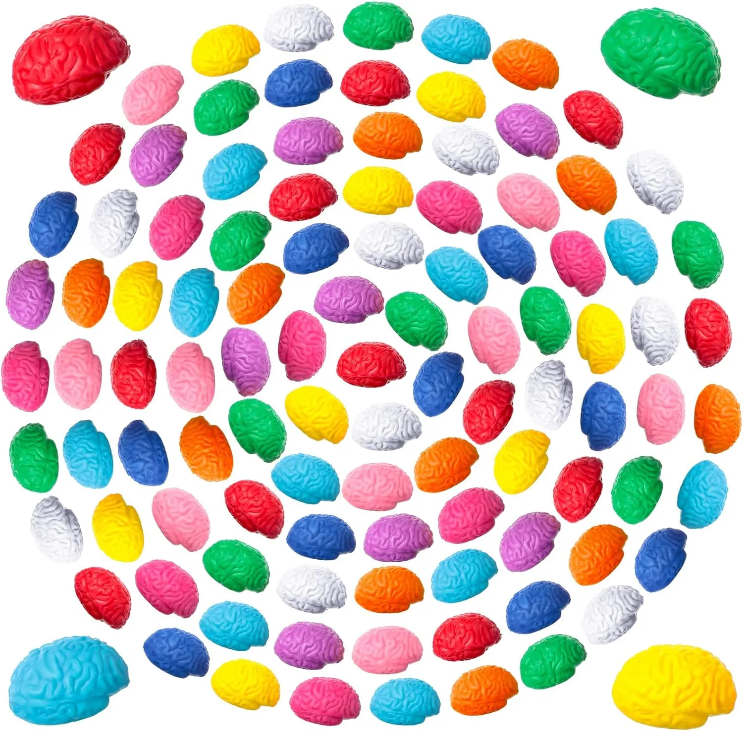 60 Pcs Brain Stress Ball Bulk Mini Brain Shaped Toy PU Hand Muscle Exercise Pressure Ball for Teens Adults Improving Grip Strength Object Recognition Prop Mold Halloween Party Favors Gift