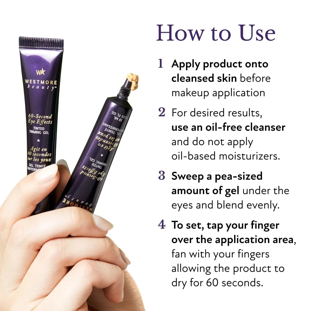 60 Second Eye Effects Tinted Firming Gel - Instant Tightening Serum, Under-Eye Cream for Puffiness and Bags - Light to Medium, 0.33 Fl Oz (10 Ml)
