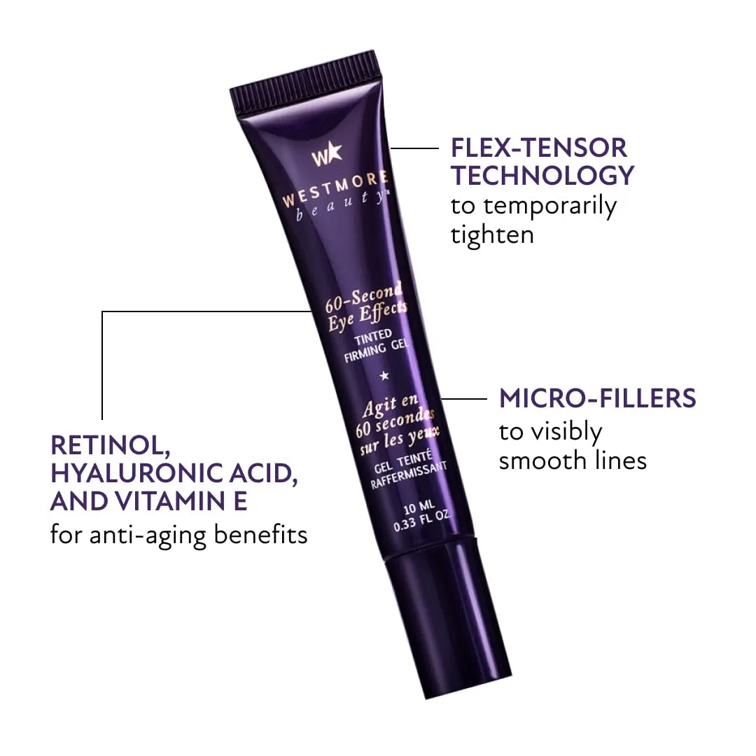60 Second Eye Effects Tinted Firming Gel - Instant Tightening Serum, Under-Eye Cream for Puffiness and Bags - Light to Medium, 0.33 Fl Oz (10 Ml)