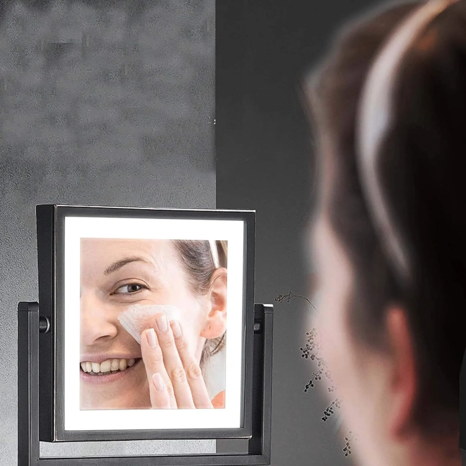 8 Inch LED Wall Mounted Makeup Mirror, Double Sided Vanity Magnifying Mirror for Bathroom, 360° Swivel Extendable Cosmetic Vanity Mirror, Shaving Mirror with 3X Magnifying(Antique Copper,Plug)