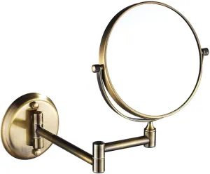 8-Inch Wall Mounted Makeup Mirror, Double-Sided Vanity Mirror with 3X/5X/7X/10X Magnification, 360° Swivel Extendable Arm(Antique Copper,7X)