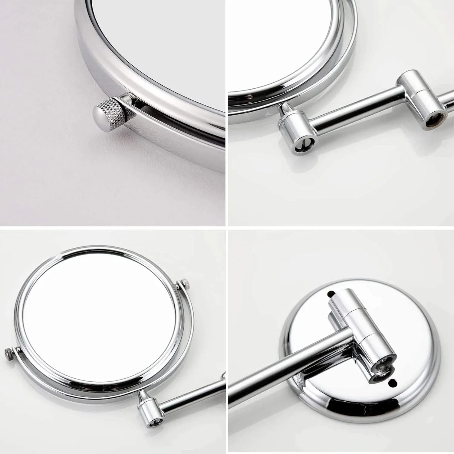 8-Inch Wall Mounted Makeup Mirror, Double-Sided Vanity Mirror with 3X/5X/7X/10X Magnification, 360° Swivel Extendable Arm(Gold,10x)