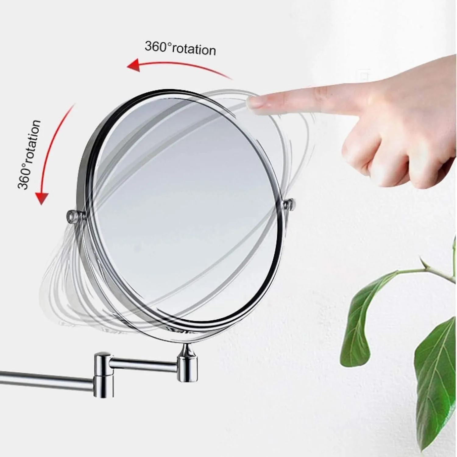 8-Inch Wall Mounted Makeup Mirror, Double-Sided Vanity Mirror with 3X/5X/7X/10X Magnification, 360° Swivel Extendable Arm(Gold,10x)