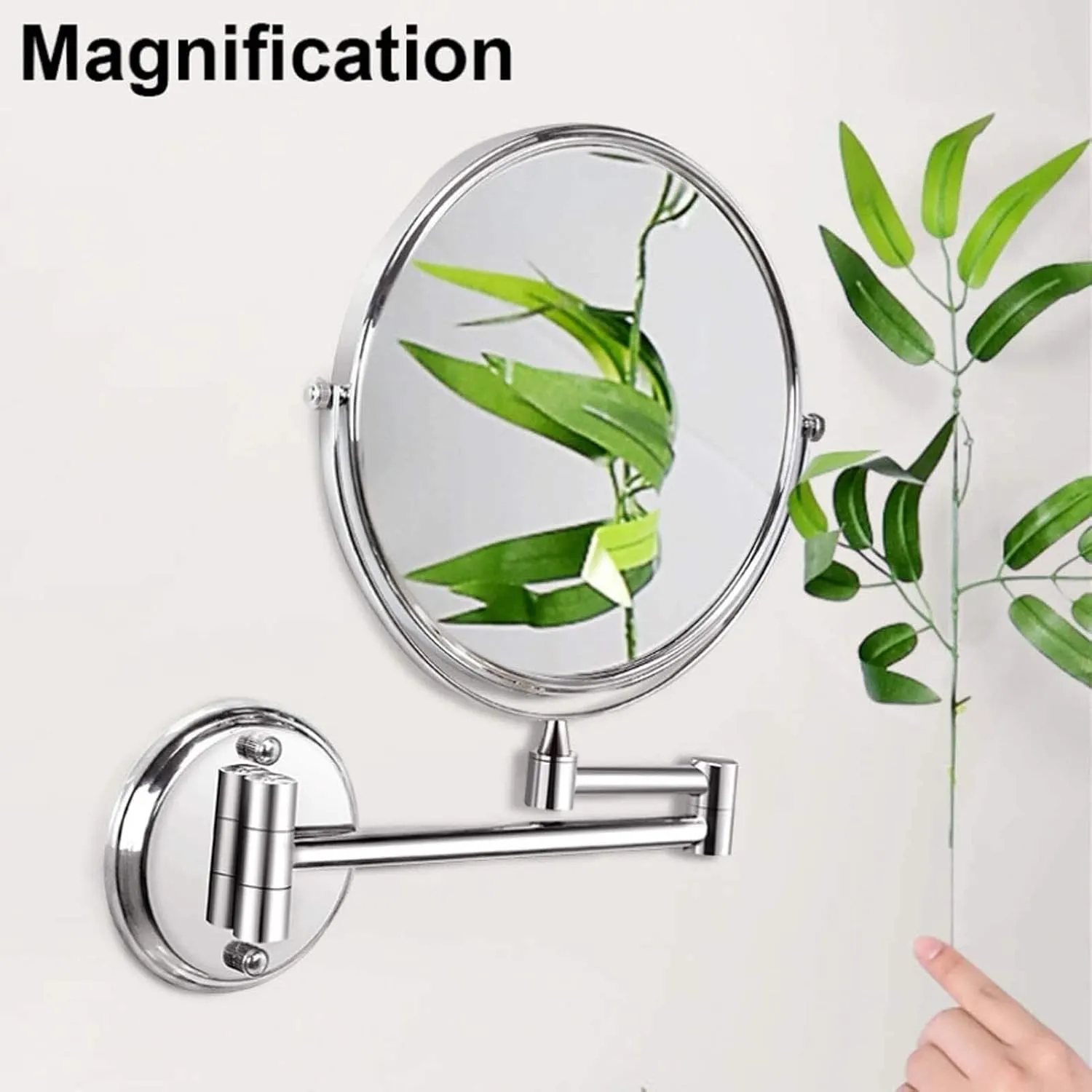 8-Inch Wall Mounted Makeup Mirror, Double-Sided Vanity Mirror with 3X/5X/7X/10X Magnification, 360° Swivel Extendable Arm(Gold,10x)