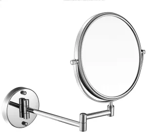 8-Inch Wall Mounted Makeup Mirror, Double-Sided Vanity Mirror with 3X/5X/7X/10X Magnification, 360° Swivel Extendable Arm(Silver,7X)