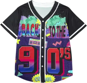80s 90s Outfits for Women Hip Hop Costume Baseball Jersey Shirt Retro Theme Party Shirts Short Sleeve Blouse Tops