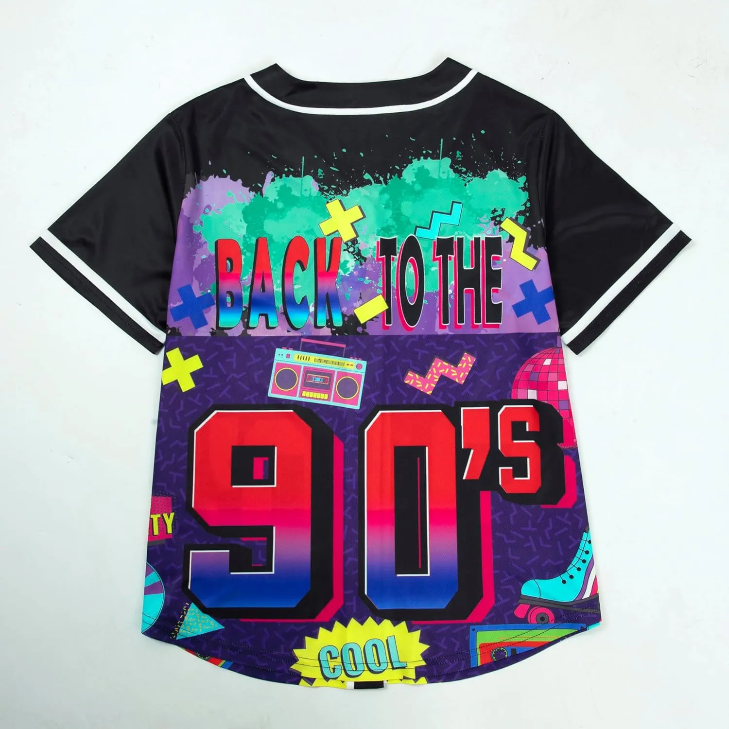 80s 90s Outfits for Women Hip Hop Costume Baseball Jersey Shirt Retro Theme Party Shirts Short Sleeve Blouse Tops