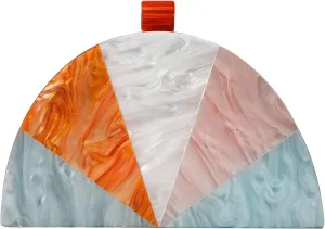 Acrylic Clutch Purses for Women, Semicircle Colorful,Women's Evening Bag For Weddings Party Prom