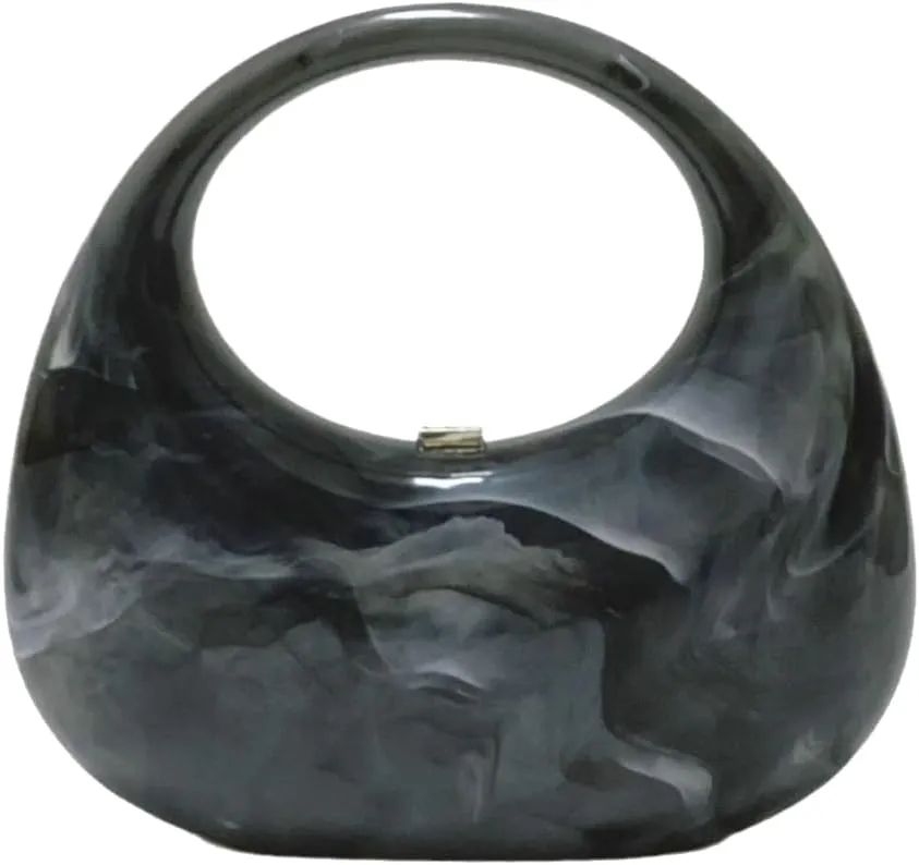 Acrylic Evening Bag for Women Moon Shaped Handbags for Women Top-Handle Hand Purse Clutch for Wedding Cocktail Prom