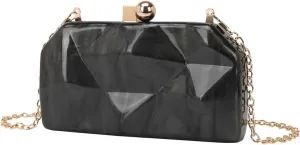 Acrylic Irregular Square Evening Bag Marbled Shaped Shoulder Purse Chic Women Clutch for Wedding Party Cocktail