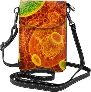 adherent eukaryotic cells seen through a microscop Print Small Crossbody Handbags Adjustable Shoulder Strap for Women Mini Cell Phone Purse