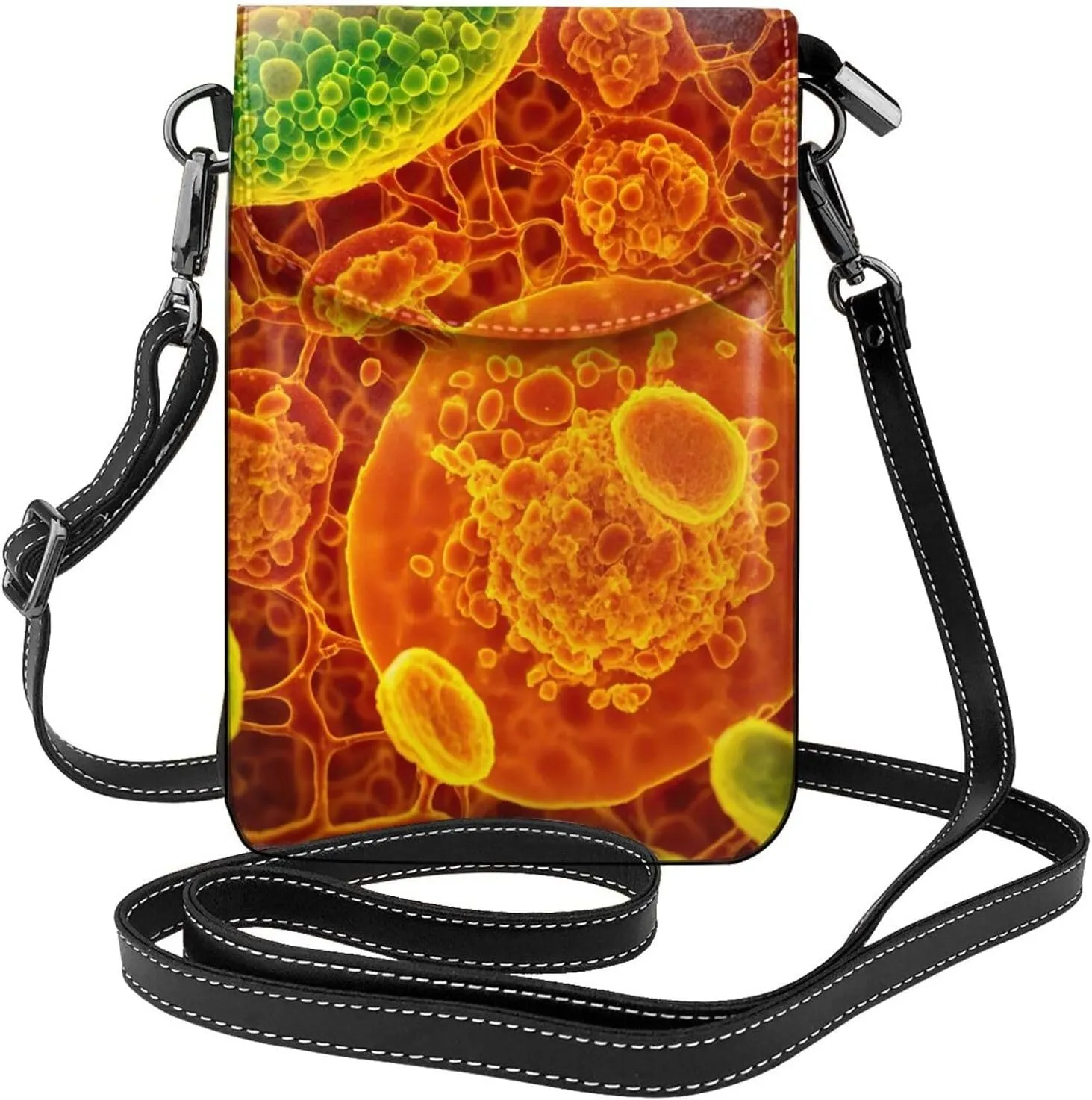 adherent eukaryotic cells seen through a microscop Print Small Crossbody Handbags Adjustable Shoulder Strap for Women Mini Cell Phone Purse