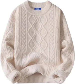 Aelfric Eden Oversized Sweater 90s Vintage Cable Knit Long Sleeve Women Woven Heavy Crewneck Pullover