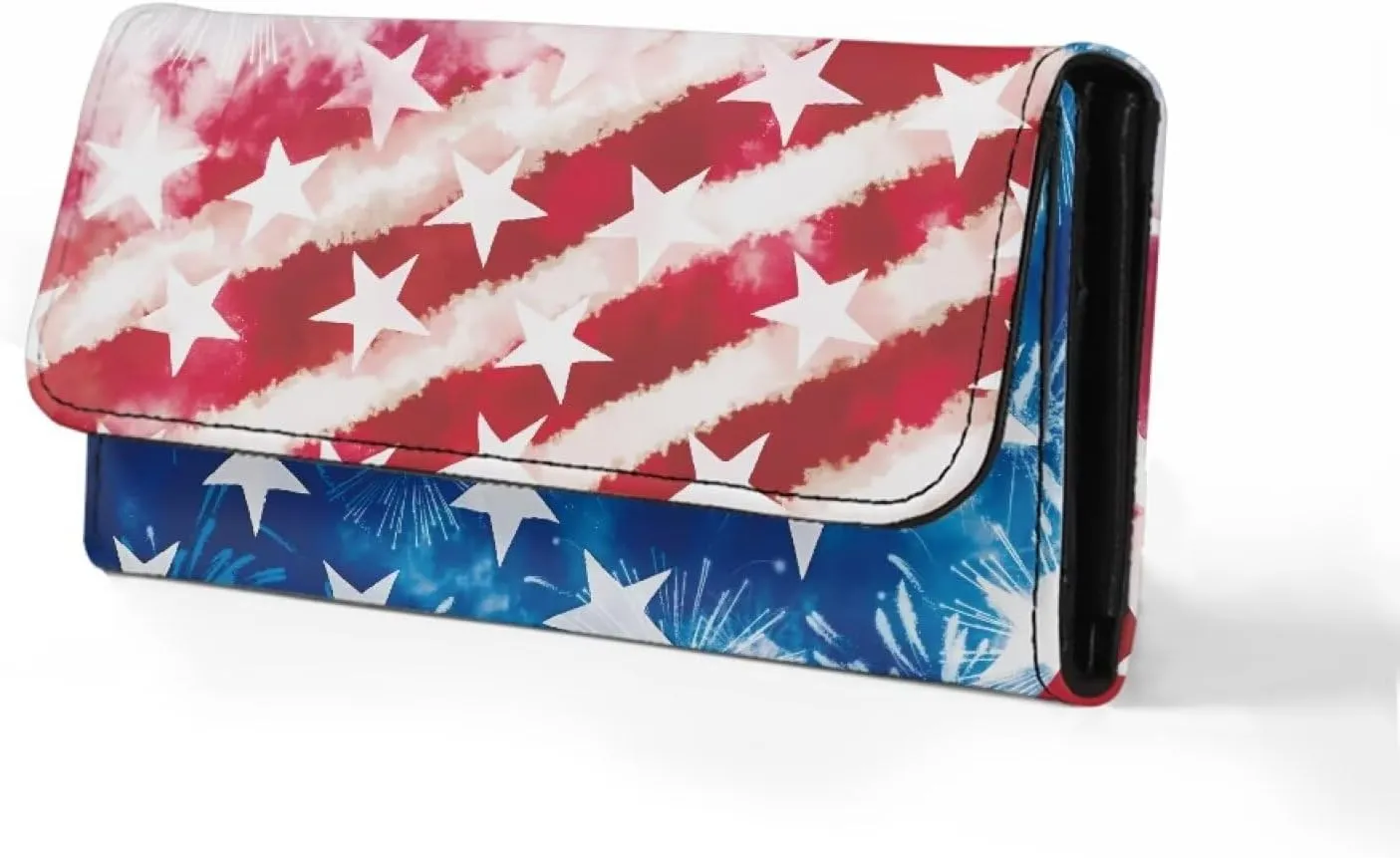 AFPANQZ America Flag Pattern Design Women's Wallets Large Capacity with RFID Protection Waterproof Leather Long Ladies Travel Purses with Phone Holder Zip Coin Pocket