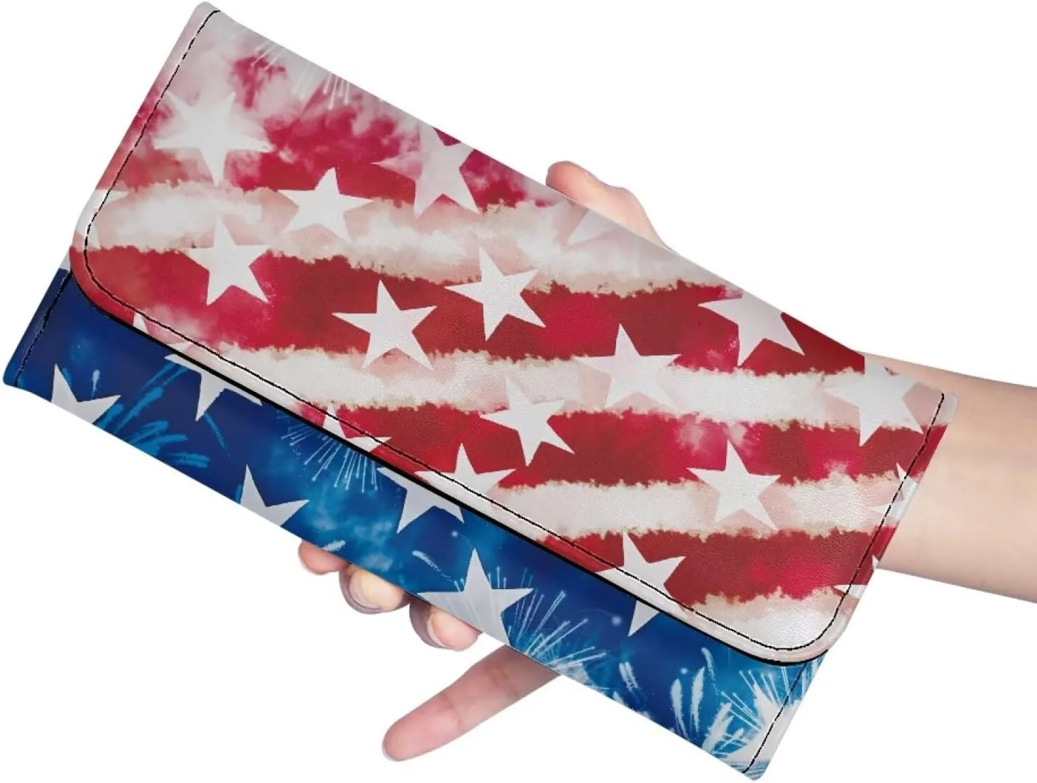 AFPANQZ America Flag Pattern Design Women's Wallets Large Capacity with RFID Protection Waterproof Leather Long Ladies Travel Purses with Phone Holder Zip Coin Pocket