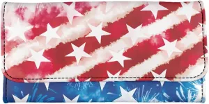 AFPANQZ America Flag Pattern Design Women's Wallets Large Capacity with RFID Protection Waterproof Leather Long Ladies Travel Purses with Phone Holder Zip Coin Pocket