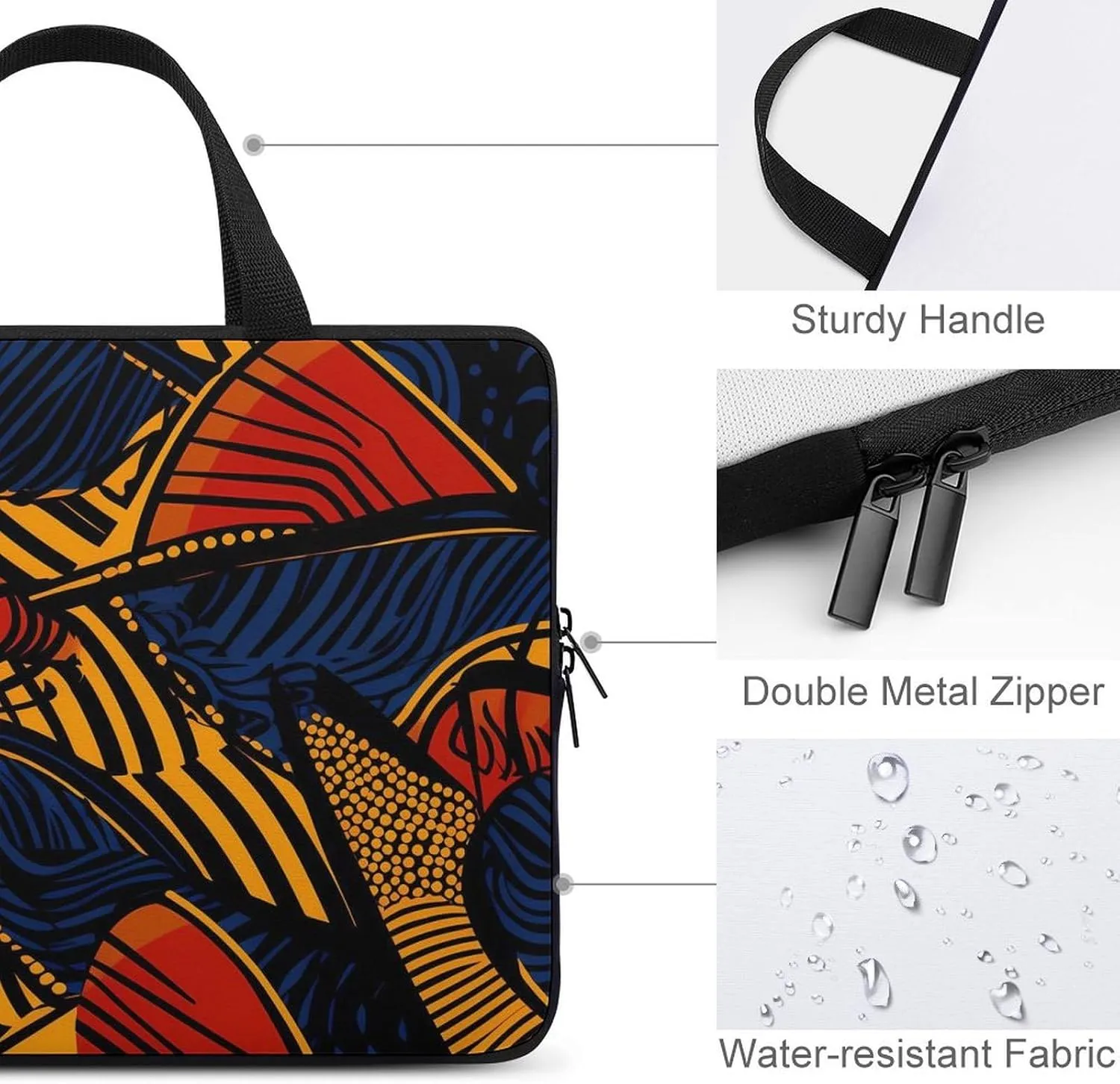 African Wax Pattern Funny Laptop Bag Printed Protective Cover Case Handbag for Laptop/Notebook/Ultrabook 10/12/13/15/17 Inches