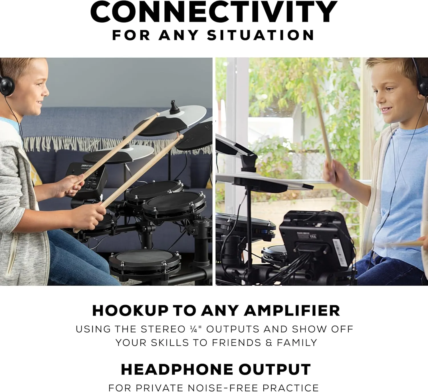 Alesis Drums Debut Kit – Electric Drum Kit with 4 Quiet Mesh Electronic Pads, 120 Sounds, Drum Sticks, Stool, Headphones, and Lessons