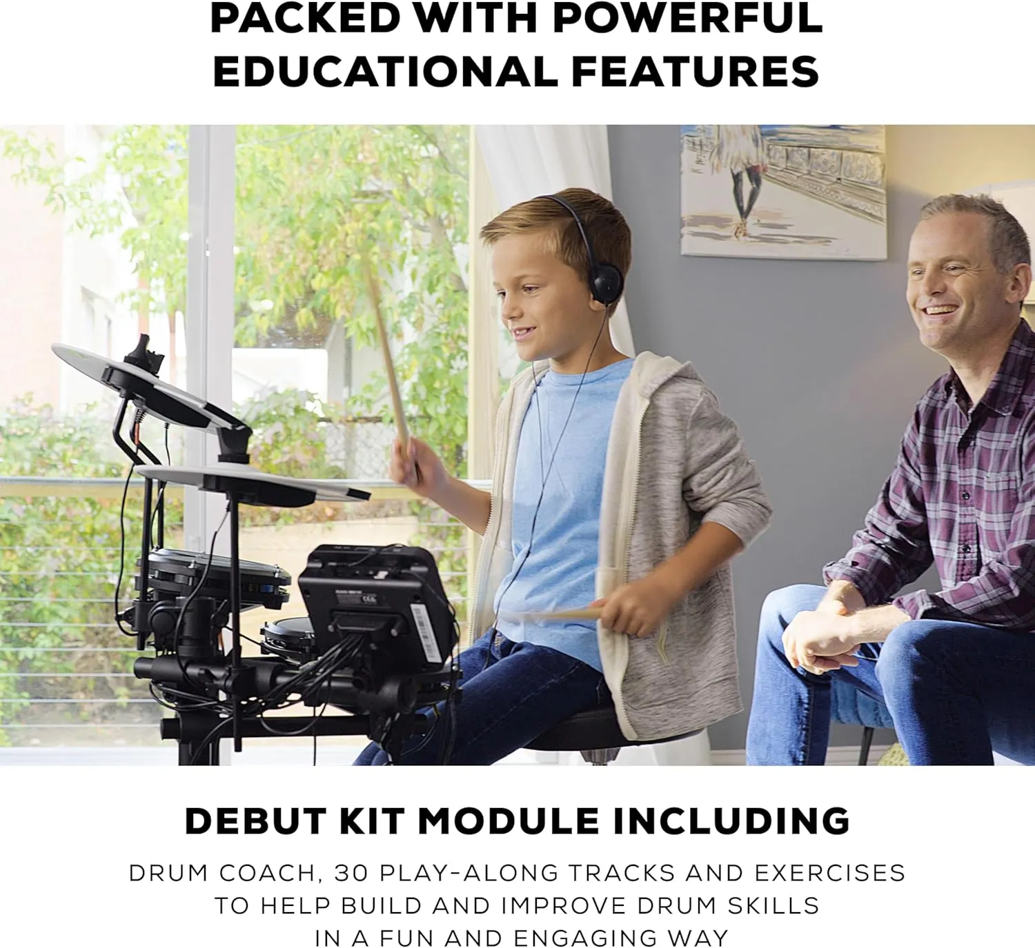 Alesis Drums Debut Kit – Electric Drum Kit with 4 Quiet Mesh Electronic Pads, 120 Sounds, Drum Sticks, Stool, Headphones, and Lessons