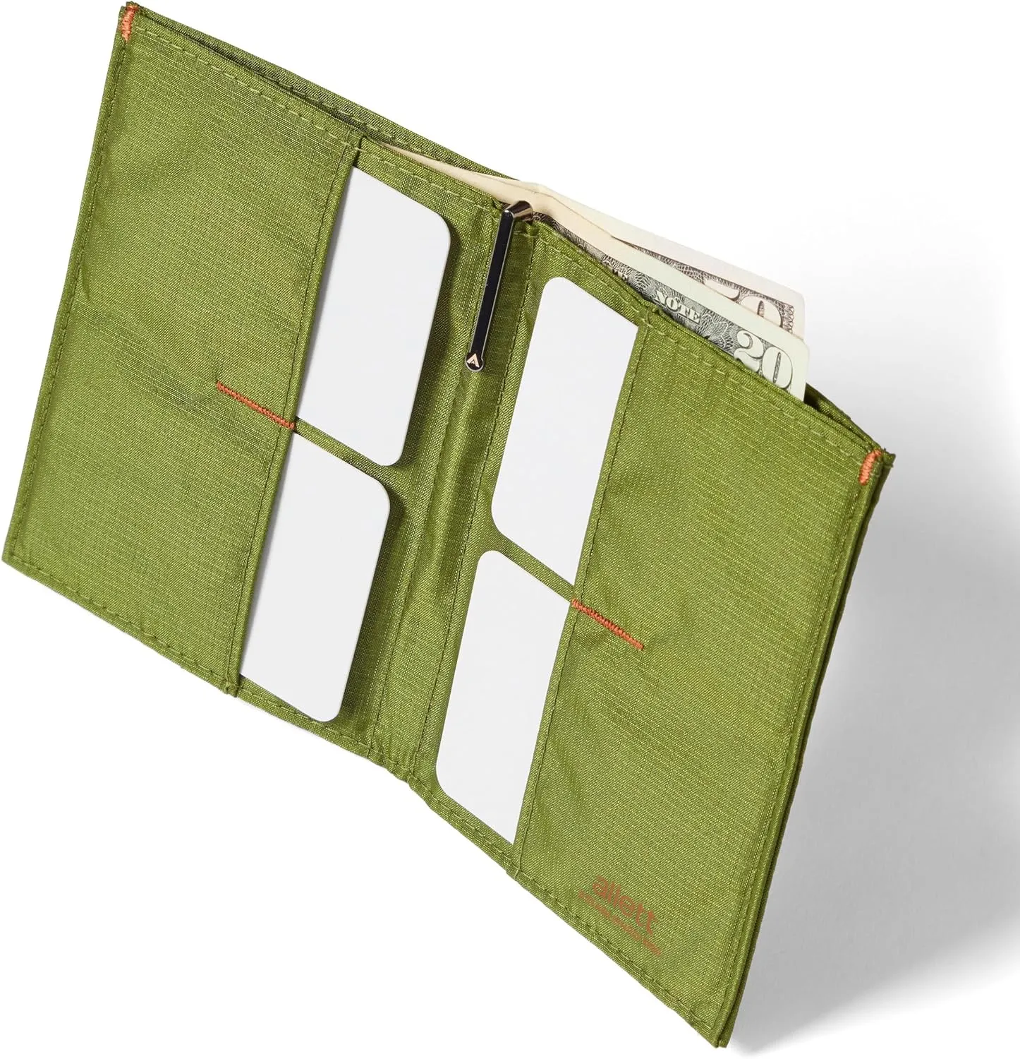 Allett Original Wallet, Cala Green | Nylon, RFID Blocking, Thin Bifold, Minimalistic, Front Pocket | Holds 4-24  Cards, Bills, Receipts | Wallets for Men & Women