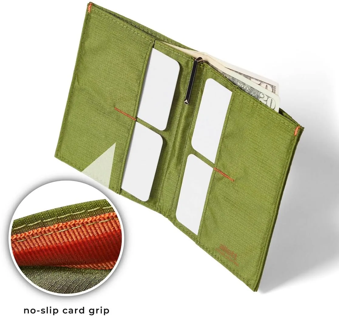 Allett Original Wallet, Cala Green | Nylon, RFID Blocking, Thin Bifold, Minimalistic, Front Pocket | Holds 4-24  Cards, Bills, Receipts | Wallets for Men & Women