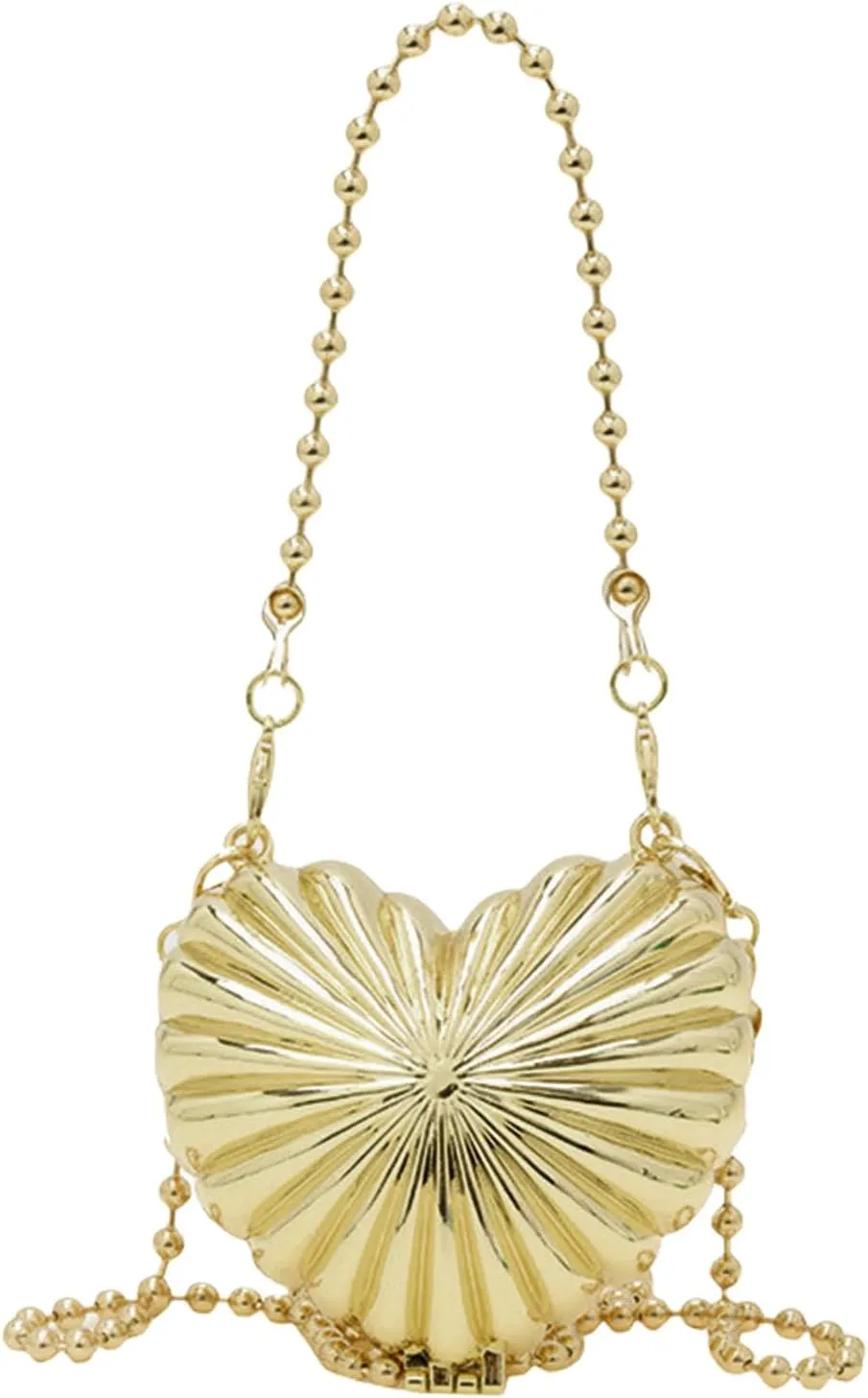 Alloy Seashell Heart Shaped Mini Evening Bag for Women Girls Metal Crossbody Bag Mini Handbag Shoulder Chain Bag