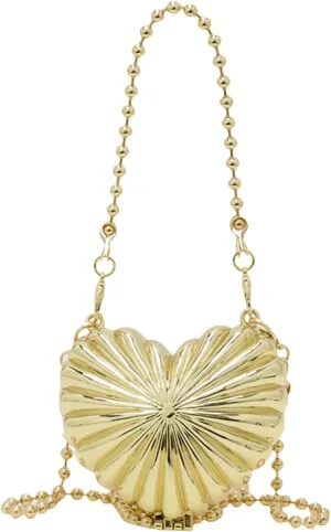 Alloy Seashell Heart Shaped Mini Evening Bag for Women Girls Metal Crossbody Bag Mini Handbag Shoulder Chain Bag