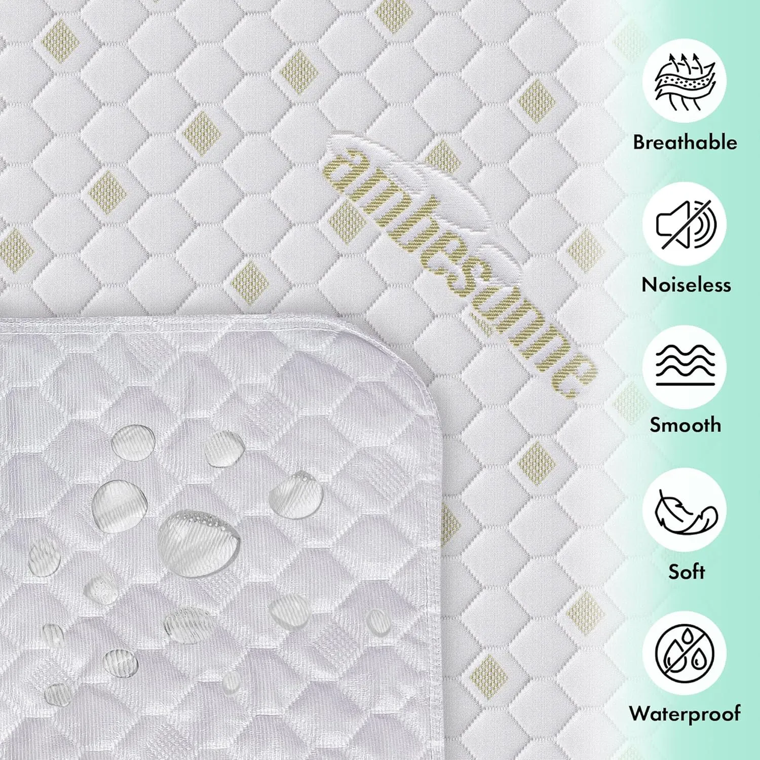Ambesonne Fitted Nonslip 100% Waterproof Mattress Protector 3D Air Fabric Cover Bed Pad Fiber Smooth Noiseless Texture for a Hotel Quality Comfortable Sleep, 8''-21'' Deep Pocket, Calking
