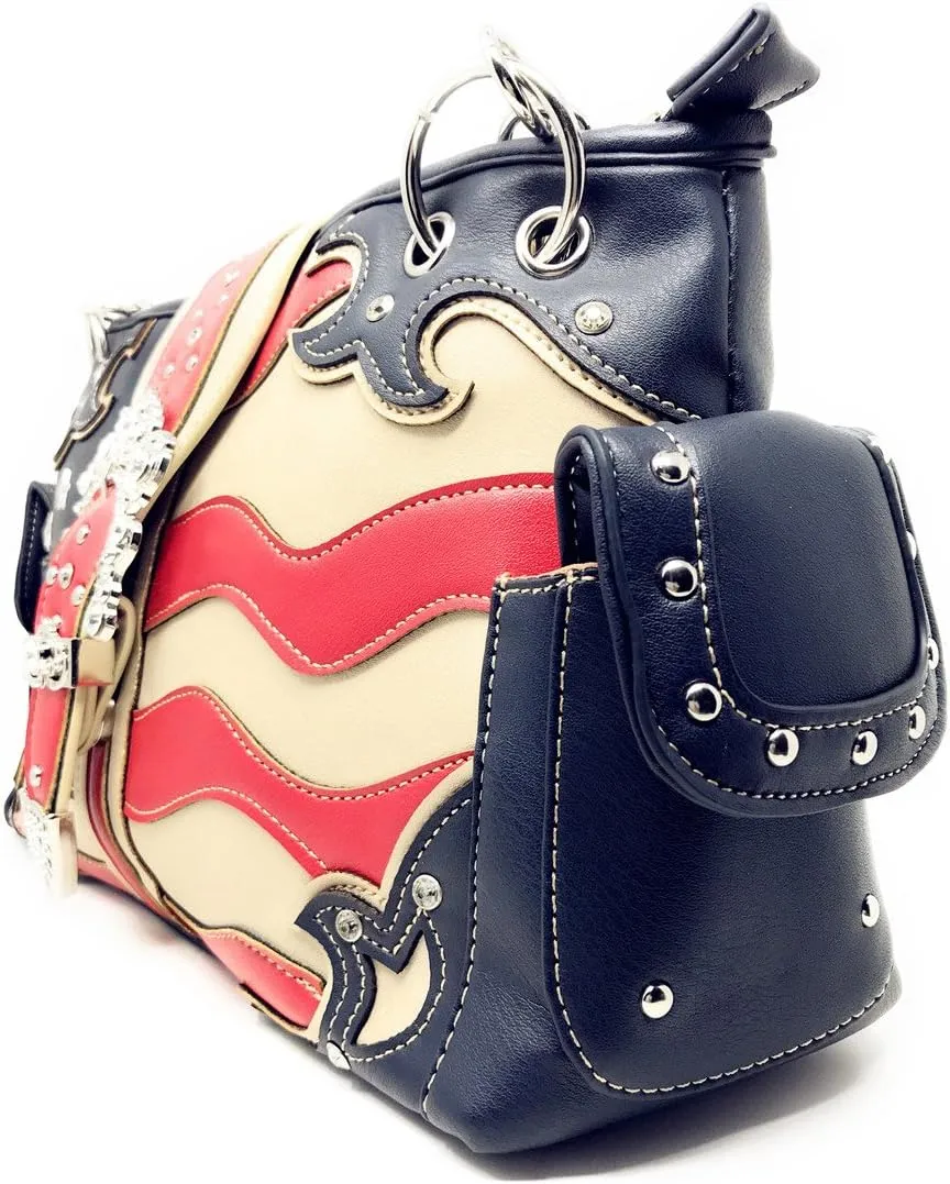 American Flag Rhinestone Handbag, Purse Wallet in Multi Colors