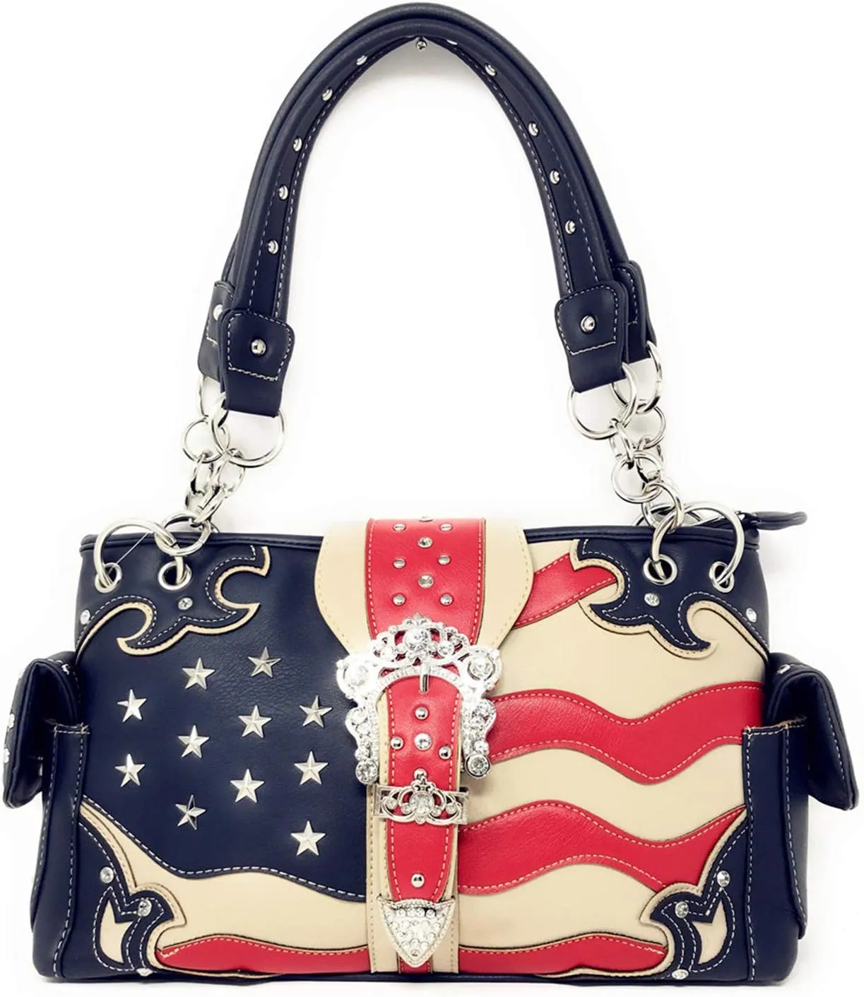 American Flag Rhinestone Handbag, Purse Wallet in Multi Colors