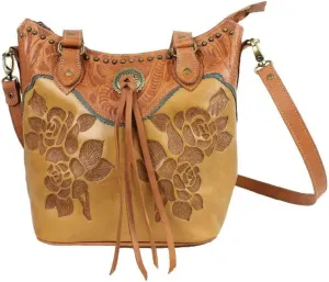American West Texas Rose Leather Large Bucket Tote