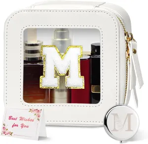 Amgknop Birthday Gifts for Women,Personalized Initial Makeup Bag for Women Teenage Girls,Initial Gift for Women Mother,Personalized Gifts for Teen Girls,Chenille Letter Makeup Bag,Mom Gifts-M