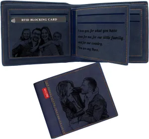 Amlion Custom Engraved Wallet,Personalized Photo RFID Wallets for Men,Husband,Dad,Son,Personalized Gifts