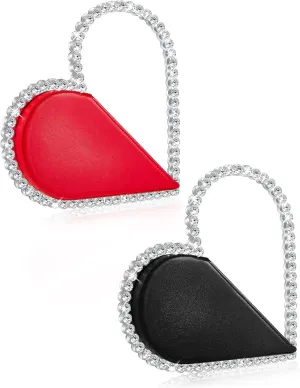 Amylove 2 Pcs Mini Heart Shape Clutch Bag Women's Evening Purse Rhinestone Bling Frame Clutch Purse for Wedding Party Birthday Favors