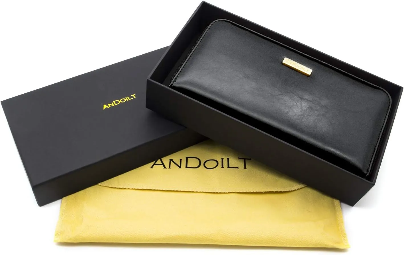ANDOILT Genuine Leather Wallet for Women Men RFID Blocking Credit Card Holder Zipper Purse Cell Phone Handbag