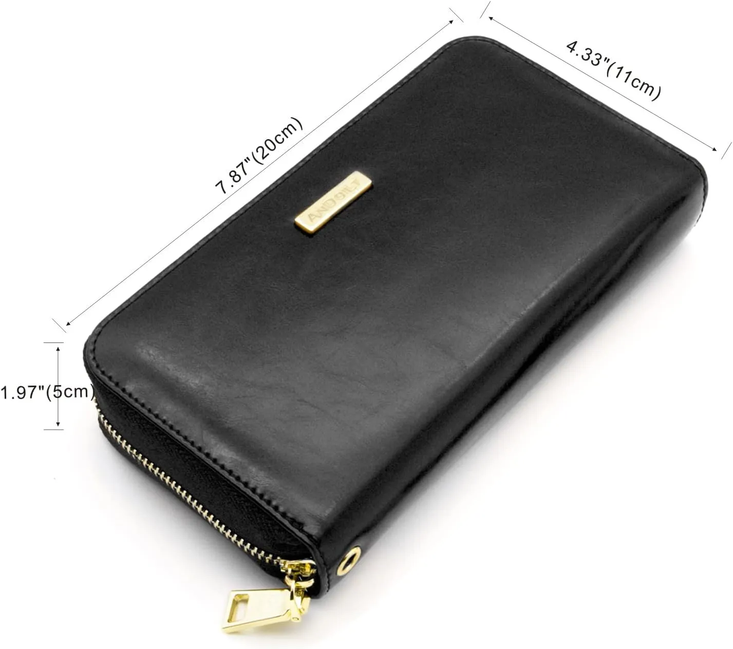 ANDOILT Genuine Leather Wallet for Women Men RFID Blocking Credit Card Holder Zipper Purse Cell Phone Handbag