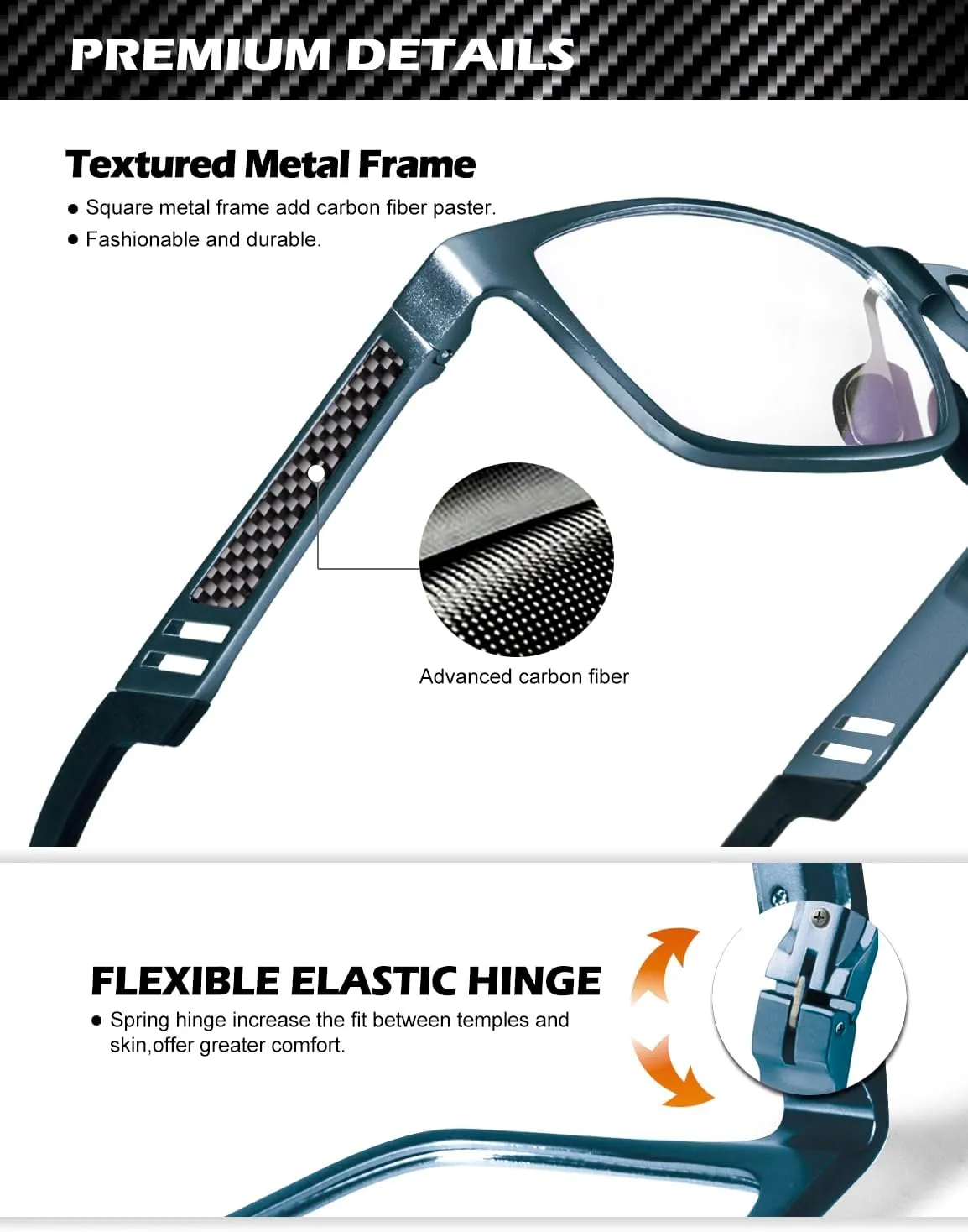 ANYLUV Reading Glasses Men Women Blue Light Blocking, Premium Mens Reading Glasses Al-mg Frame with Spring Hinge Anti Glare