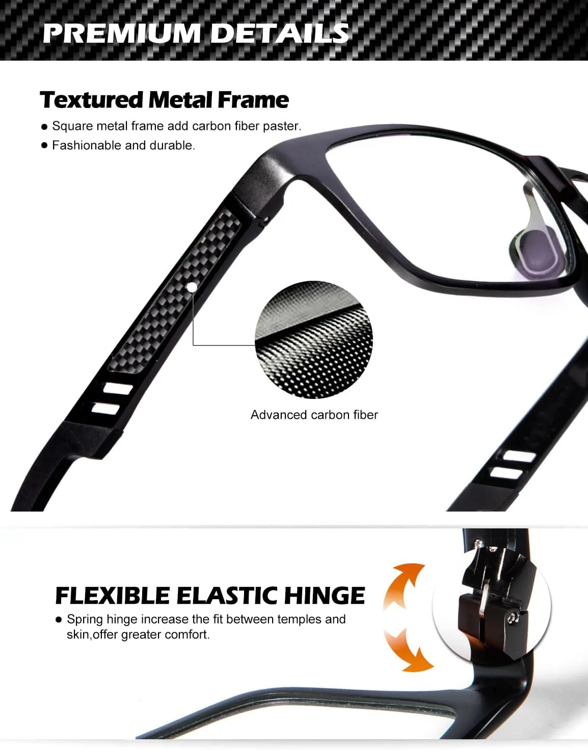 ANYLUV Reading Glasses Men Women Blue Light Blocking, Premium Mens Reading Glasses Al-mg Frame with Spring Hinge Anti Glare